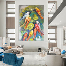 Load image into Gallery viewer, Colorful Koi Fish Pond Abstract Art - Great for Bathroom & Garden Room LargeART2351