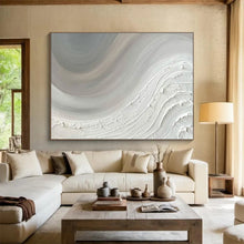 Load image into Gallery viewer, Abstract Painting on Canvas: Textured White Wave - “Quiet Motion” DKH584