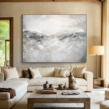 Load image into Gallery viewer, Gray And White Abstract Landscape Painting On Canvas DKH441