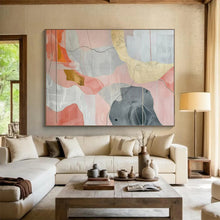 Load image into Gallery viewer, Hand - painted Large - sized Pink and Gray Abstract Shapes Acrylic Art for Contemporary Art Galleries LargeART1761