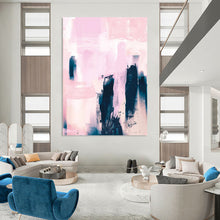 Load image into Gallery viewer, “Blush Silhouettes” - Soft pinks, dark blue, abstract shapes, dreamy mood DTP179