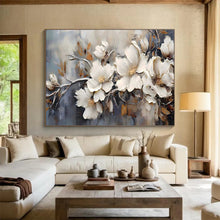 Load image into Gallery viewer, Textured Floral Abstract Painting on Canvas - “Neutral Blooms” DKH707