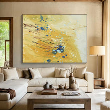 Load image into Gallery viewer, Golden Field with Blue Flowers Art – Ideal for Rustic Kitchen & Cozy Reading Nook LargeART0707