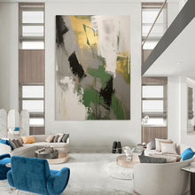 Load image into Gallery viewer, “Green, Gold, and Gray Abstract” – Earthy Abstract with Rich Color Mix DTP115