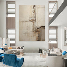 Load image into Gallery viewer, “Industrial - Inspired Abstract” - Beige, Grey, Brown Abstract Art on Canvas DKH1319