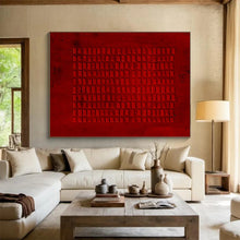 Load image into Gallery viewer, Hand - painted Red Textured Grid Acrylic Art for Industrial - Style Loft Decor LargeART1651