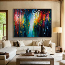 Load image into Gallery viewer, Rainy Abstract “Color Droplets” Painting on Canvas, Dynamic Weather Art DKH867