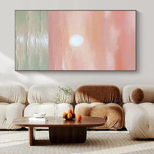 Load image into Gallery viewer, Large - Scale Hand - painted Pink Sunset Over Sea Acrylic Art for Coastal - Themed Bedrooms LargeART0184