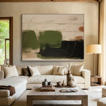 Load image into Gallery viewer, Oversized Green - Black Abstract Lines Art for Modern Studio & Nature - Themed Lounge LargeART0533