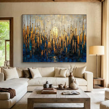 Load image into Gallery viewer, Golden Cityscape Large - scale acrylic painting DLZ172
