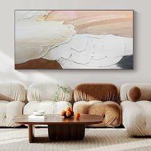 Load image into Gallery viewer, Textured White & Pink Abstract Painting, Ideal for Feminine Boudoir & Chic Café LargeART1437
