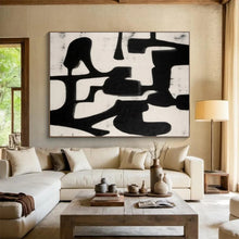 Load image into Gallery viewer, Bold Black and White Abstract Forms Abstract acrylic painting DLZ063