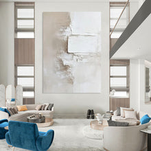 Load image into Gallery viewer, “Layered Textured White - Beige” Abstract Minimalist Painting on Canvas, Serene Wall Art DKH978