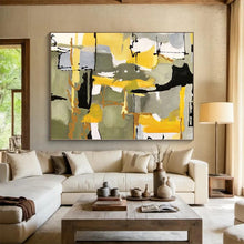 Load image into Gallery viewer, Large - Scale Yellow - Green Abstract Composition Acrylic for Modern Kitchen & Creative Studio LargeART0344