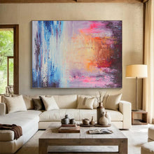 Load image into Gallery viewer, Hand - painted Extensive Dreamy Coastal Abstract Sunset Acrylic Art for Relaxing Family Rooms LargeART0028