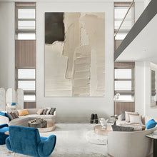 Load image into Gallery viewer, “Layered Neutral Abstraction” - Beige, Black Abstract Art on Canvas DKH1162