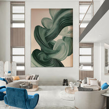Load image into Gallery viewer, Green - Toned Flowing Ribbons Abstract Art, Suited for Modern Living Room & Creative Studio LargeART1928