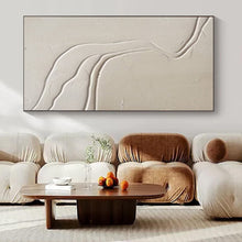 Load image into Gallery viewer, Beige Textured Lines Abstract Canvas Painting, Ideal for Minimalist Bedroom & Serene Yoga Studio LargeART1094