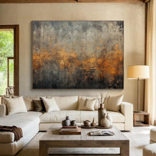 Load image into Gallery viewer, Gray - Orange Textured Abstract Painting On Canvas DKH369