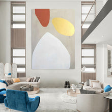 Load image into Gallery viewer, “Terracotta, Gold, and White” - Soft - Hued Abstract Shapes Art, Abstract Painting on Canvas DKH1078