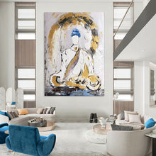 Load image into Gallery viewer, Gold & White Spiritual Abstract Art, Perfect for Zen Living Room & Meditation Space LargeART2098