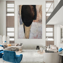 Load image into Gallery viewer, Mixed - Media Abstract Head Art, Neutral - Toned Textured Collage for Minimalist Living Room & Artistic Bedroom LargeART2224