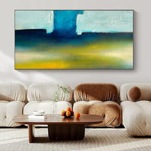 Load image into Gallery viewer, Blue and Green Abstract Fusion Canvas Painting, Ideal for Modern Studio & Calm Waiting Room LargeART1238