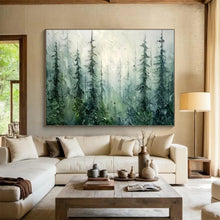 Load image into Gallery viewer, Hand - painted Forest Mist Oil Painting for Creating a Tranquil Atmosphere in Living Room Corners LargeART1600