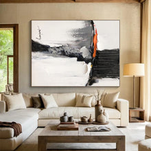 Load image into Gallery viewer, Custom Large Textured Black - White - Orange Art - Ideal for Industrial Loft & Art - Centric Restaurant LargeART0791