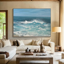 Load image into Gallery viewer, Dynamic Ocean Waves in Blue Abstract acrylic painting DLZ025