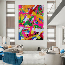 Load image into Gallery viewer, “Vibrant Color Splash Abstract” - Multicolor Abstract Art on Canvas DKH1260