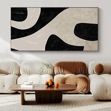 Load image into Gallery viewer, Black & Beige Organic Shapes Abstract Canvas Painting, Perfect for Industrial - Chic Loft & Minimalist Gallery LargeART1100