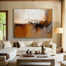 Load image into Gallery viewer, Soft Brown & White Abstract - Serene Living Room Art LargeART1506