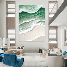 Load image into Gallery viewer, “Aerial Ocean Waves” – Surreal Seascape Acrylic Painting with Calming Tones DTP290