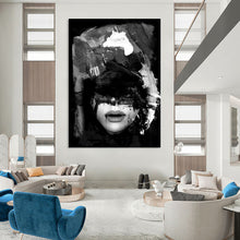Load image into Gallery viewer, Abstract Face in Black & White – Bold Mixed - Media Portrait DTP232