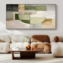 Load image into Gallery viewer, Green & Gray Geometric Abstract Painting, Perfect for Modern Minimalist Home & Calm Office LargeART1451