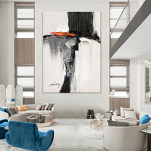 Load image into Gallery viewer, Black & Orange Abstract Figure Art, Ideal for Modern Bedroom & Artistic Nook LargeART2089