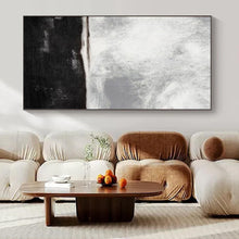 Load image into Gallery viewer, Monochrome Sea - Sky Abstract Canvas Painting, Ideal for Coastal Bedroom & Minimalist Office LargeART1154