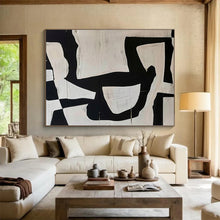 Load image into Gallery viewer, Monochrome Abstract Painting on Canvas - “Black and White Shapes” DKH745