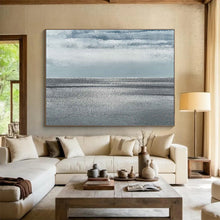 Load image into Gallery viewer, Minimalist Seascape Painting on Canvas - “Gray Horizons” DKH749