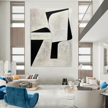 Load image into Gallery viewer, “Geometric Monochrome Abstraction” - Grey, Black Abstract Art on Canvas DKH1128