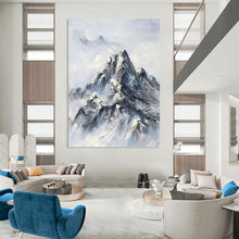 Load image into Gallery viewer, “Snowy Mountain Peak in Blue and White” - Blue, White, Grey Abstract Art on Canvas DKH1259