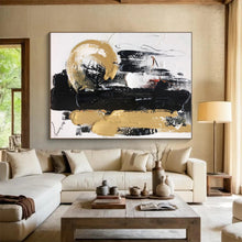 Load image into Gallery viewer, Large - Format Black - Gold Abstract Art for Luxury Entryway & Opulent Lounge LargeART0509