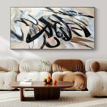 Load image into Gallery viewer, Black Brushstroke Abstract Painting, Perfect for Minimalist Office & Edgy Hallway LargeART1325