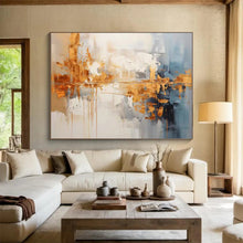 Load image into Gallery viewer, Gold & Gray Reflections: Urban - Inspired Metallic Abstract Large - Scale Hand - painted Abstract Acrylic Art DLZ183