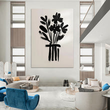 Load image into Gallery viewer, Minimalist Black - White Abstract Flower Painting, Suited for Contemporary Hallway & Art - Focused Office LargeART2035