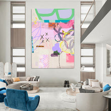 Load image into Gallery viewer, Pastel Abstract Collage Painting, Ideal for Bohemian Bedroom & Creative Studio LargeART1823