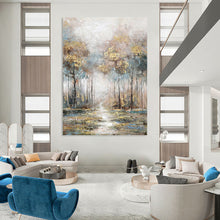 Load image into Gallery viewer, “Misty Forest Path” - Dreamy Woodland Landscape Art on Canvas DKH1433