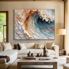 Load image into Gallery viewer, Colorful Wave Textured Abstract Painting on Canvas - “Ocean Energy” DKH676
