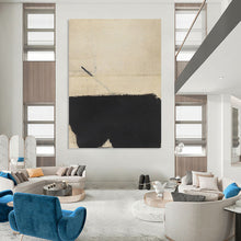 Load image into Gallery viewer, “Dynamic Black and Beige” - Monochromatic Abstract Art on Canvas DKH1422